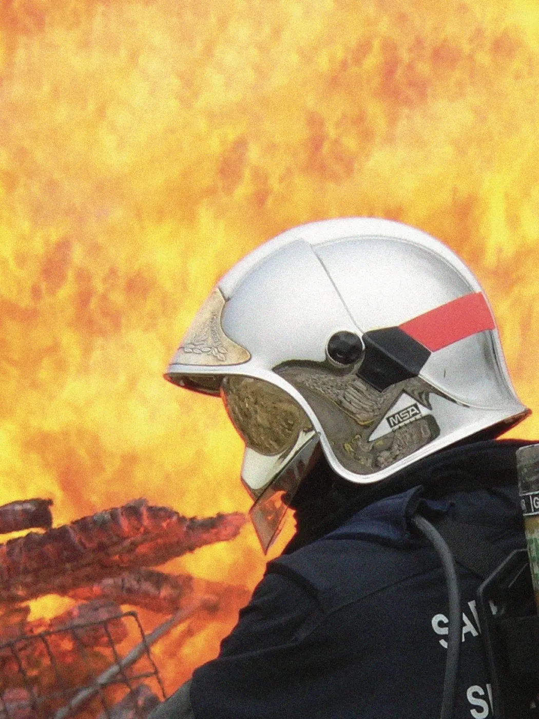 White helmet against fire