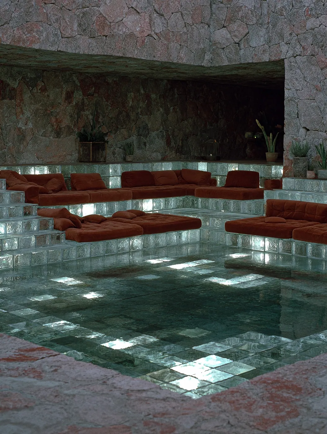Green tiled pool room