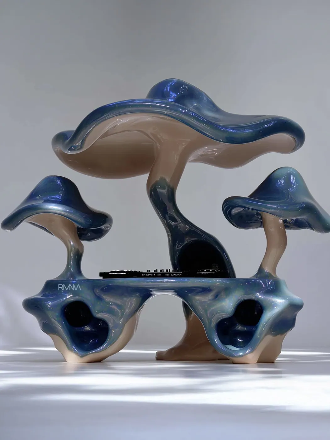 Blue ceramic mushrooms