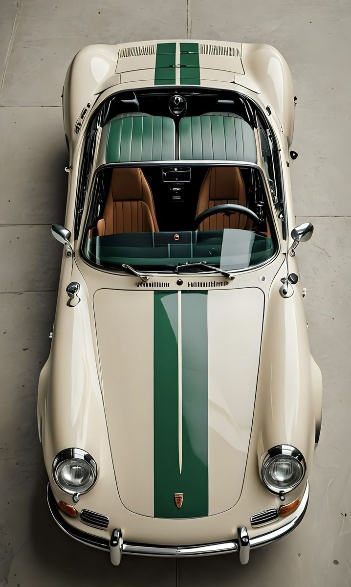 Porsche 356, cream and racing green